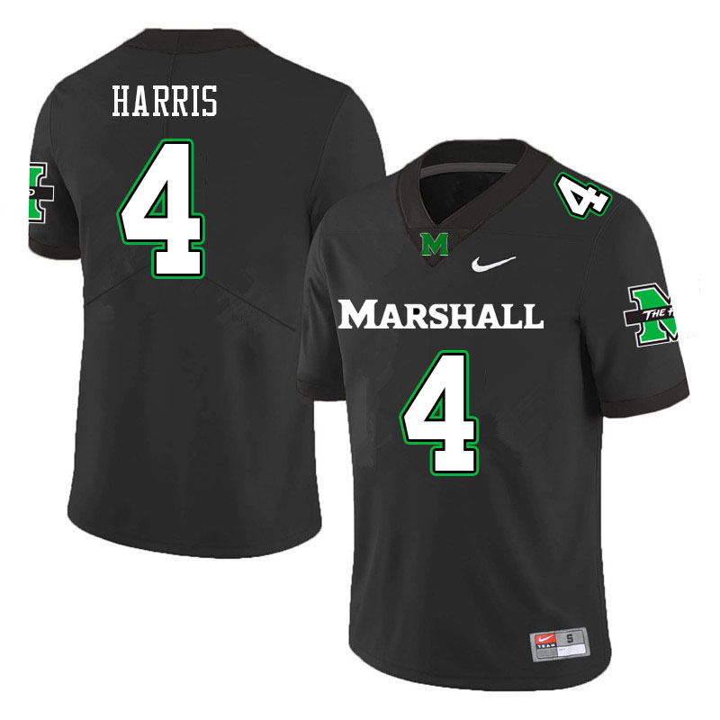 Men #4 DeMarcus Harris Marshall Thundering Herd College Football Jerseys Stitched-Black